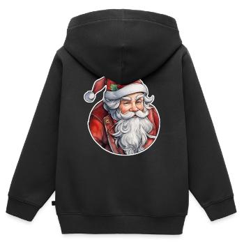 Weihnachtsmann - Traditionell und Aquarell - Kinder Premium Organic Zip Hoodie - Schwarz - Hinten - AI Model Kid Male (0cm)