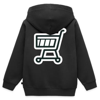 Einkaufswagen - Kinder Premium Organic Zip Hoodie - Schwarz - Hinten - AI Model Kid Male (0cm)