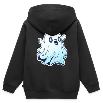 Gespenst - Kinder Premium Organic Zip Hoodie - Schwarz - Hinten - AI Model Kid Male (0cm)