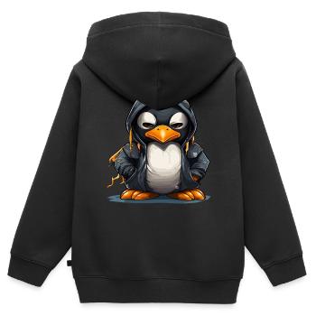Lässiger Pinguin Hoodie - Kinder Premium Organic Zip Hoodie - Schwarz - Hinten - AI Model Kid Male (0cm)