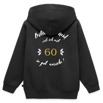 60er weiß - Kinder Premium Organic Zip Hoodie - Schwarz - Hinten - AI Model Kid Male (0cm)