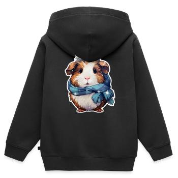 Meerschweinchen mit Schal - Kinder Premium Organic Zip Hoodie - Schwarz - Hinten - AI Model Kid Male (0cm)