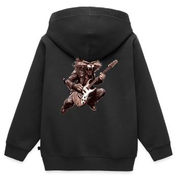 Animaux Domestiques, Mignon, Chat, Animal, Chat, Drôle De Musique, Guitare - Sweat Premium à capuche zippé enfant bio - noir - Dos - AI Model Kid Male (0cm)