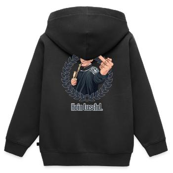 Rieser Grantler // Illustration - Kinder Premium Organic Zip Hoodie - Schwarz - Hinten - AI Model Kid Male (0cm)