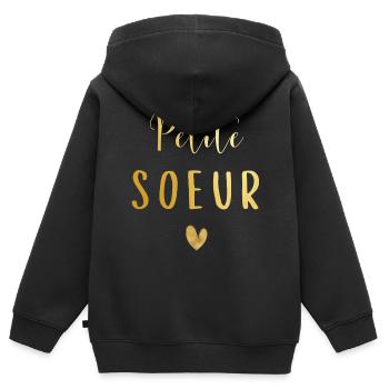Petite sœur - Sweat Premium à capuche zippé enfant bio - noir - Dos - AI Model Kid Male (0cm)
