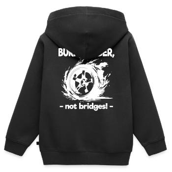 Burn Rubber Burnout Auto Tuning Voiture Drifting Drift - Sweat Premium à capuche zippé enfant bio - noir - Dos - AI Model Kid Male (0cm)