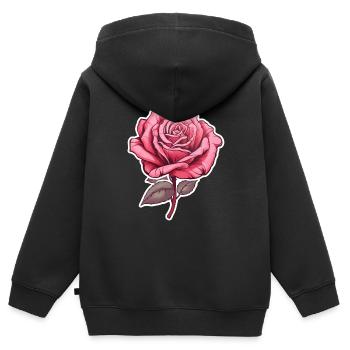 Rose rose - Sweat Premium à capuche zippé enfant bio - noir - Dos - AI Model Kid Male (0cm)
