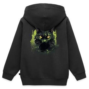 Cooles Katzen Design - Kinder Premium Organic Zip Hoodie - Schwarz - Hinten - AI Model Kid Male (0cm)