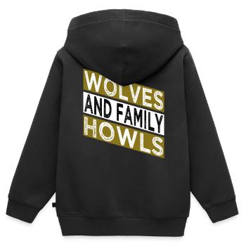 family traditions funny sayings gray wolves - Kinder Premium Organic Zip Hoodie - Schwarz - Hinten - AI Model Kid Male (0cm)