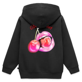 Life is Sweet - Kids Premium Organic Zip-up Hoodie - black - Back - AI Model Kid Male (0cm)