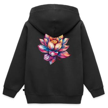 Lotusblume - Symbol Für Gelassenheit Und Schönheit - Kinder Premium Organic Zip Hoodie - Schwarz - Hinten - AI Model Kid Male (0cm)