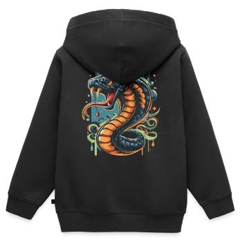 Cobra graffiti - Sweat Premium à capuche zippé enfant bio - noir - Dos - AI Model Kid Male (0cm)