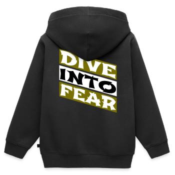 embracing courage adrenaline rush daring spirit - Kinder Premium Organic Zip Hoodie - Schwarz - Hinten - AI Model Kid Male (0cm)