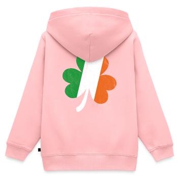 Shamrock drapeau irlandais - Sweat Premium à capuche zippé enfant bio - rose - Dos - AI Model Kid Female (0cm)