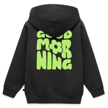 Good Morning - Kids Premium Organic Zip-up Hoodie - black - Back - AI Model Kid Male (0cm)