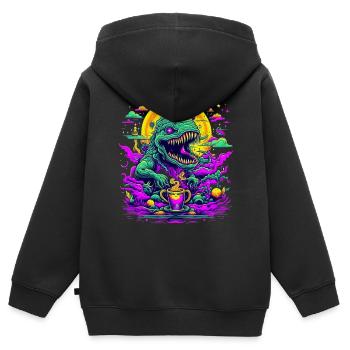 coffee Dream - Kinder Premium Organic Zip Hoodie - Schwarz - Hinten - AI Model Kid Male (0cm)