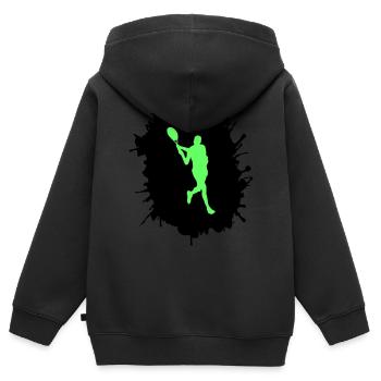 tennis klecks - Kinder Premium Organic Zip Hoodie - Schwarz - Hinten - AI Model Kid Male (0cm)