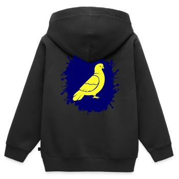 splatter taube - Kinder Premium Organic Zip Hoodie - Schwarz - Hinten - AI Model Kid Male (0cm)