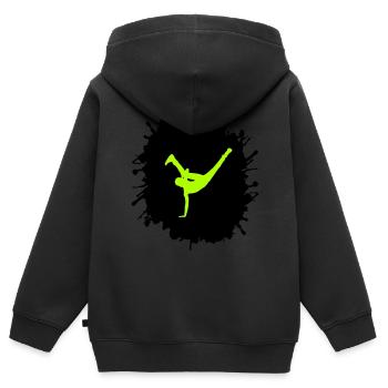 Breakdance éclaboussures - Sweat Premium à capuche zippé enfant bio - noir - Dos - AI Model Kid Male (0cm)