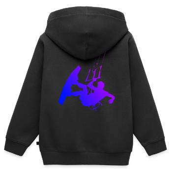 Kitesurfer Femmes Kitesurf Kitesurf Kitesurf - Sweat Premium à capuche zippé enfant bio - noir - Dos - AI Model Kid Male (0cm)