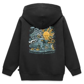 World Creativity and Innovation Day - Kinder Premium Organic Zip Hoodie - Schwarz - Hinten - AI Model Kid Male (0cm)
