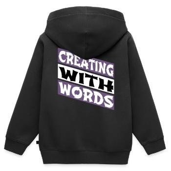 dictons écriture techniques d’écriture - Sweat Premium à capuche zippé enfant bio - noir - Dos - AI Model Kid Male (0cm)