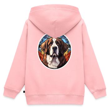 Tête de Saint-Bernard - Sweat Premium à capuche zippé enfant bio - rose - Dos - AI Model Kid Female (0cm)