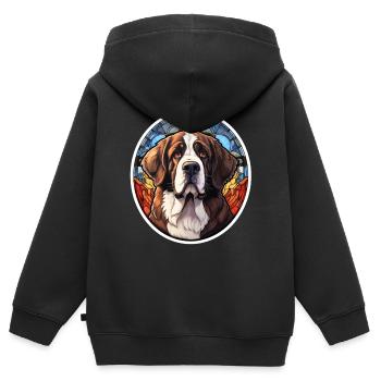 Bernhardinerkopf - Kinder Premium Organic Zip Hoodie - Schwarz - Hinten - AI Model Kid Male (0cm)