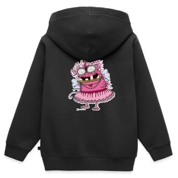Ballerine Monstre Rose - Sweat Premium à capuche zippé enfant bio - noir - Dos - AI Model Kid Male (0cm)