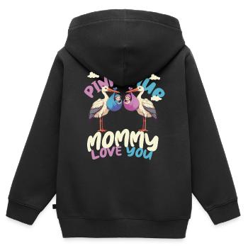 Rosa Storch - Kinder Premium Organic Zip Hoodie - Schwarz - Hinten - AI Model Kid Male (0cm)