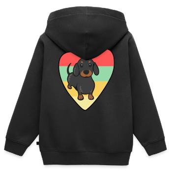 Facilement distrait par les saucisses fumées - Sweat Premium à capuche zippé enfant bio - noir - Dos - AI Model Kid Male (0cm)