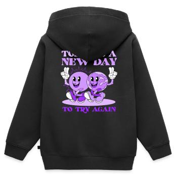 Sommer See Natur Flora Kunst Blumen Meer Strand - Kinder Premium Organic Zip Hoodie - Schwarz - Hinten - AI Model Kid Male (0cm)