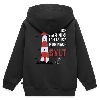 Je n’ai rien à faire, je dois juste aller à Sylt - Sweat Premium à capuche zippé enfant bio - noir - Dos - AI Model Kid Male (0cm)