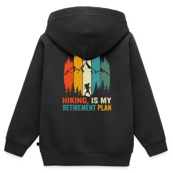 Wandern ist meine Altersvorsorge lustiges Wandern - Kinder Premium Organic Zip Hoodie - Schwarz - Hinten - AI Model Kid Male (0cm)