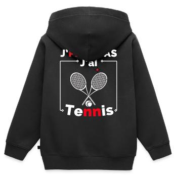 J peux pas j ai Tennis - Sweat Premium à capuche zippé enfant bio - noir - Dos - AI Model Kid Male (0cm)
