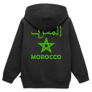 Maroc - Sweat Premium à capuche zippé enfant bio - noir - Dos - AI Model Kid Male (0cm)