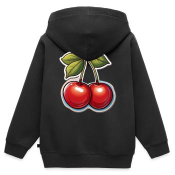 Leckere rote Kirschen - Kinder Premium Organic Zip Hoodie - Schwarz - Hinten - AI Model Kid Male (0cm)