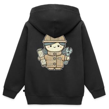 Knitted Miss Engeneer - Kinder Premium Organic Zip Hoodie - Schwarz - Hinten - AI Model Kid Male (0cm)