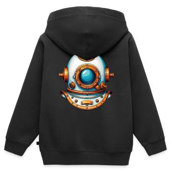 Nostalgischer Taucherhelm Tiefseetaucherhelm - Kinder Premium Organic Zip Hoodie - Schwarz - Hinten - AI Model Kid Male (0cm)