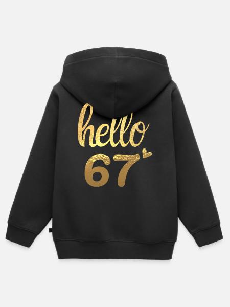 Hello 67 doré - Premium børne zip-hættetrøje økologisk - sort