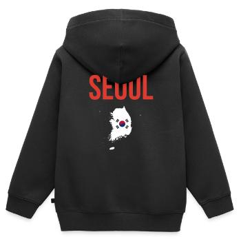 Seoul Bucket Hat Korean Fishing Hat - Kids Premium Organic Zip-up Hoodie - black - Back - AI Model Kid Male (0cm)