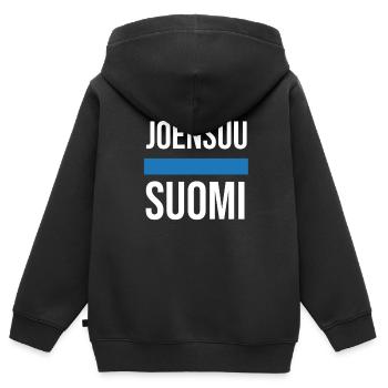 Carélie du Nord, Joensuu, Finlande, Suomi, Finlande orientale - Sweat Premium à capuche zippé enfant bio - noir - Dos - AI Model Kid Male (0cm)
