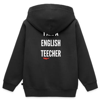 Englischlehrer mit Grammatikschwäche - Kinder Premium Organic Zip Hoodie - Schwarz - Hinten - AI Model Kid Male (0cm)