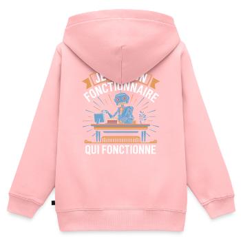 Je suis un fonctionnaire qui fonctionne - Sweat Premium à capuche zippé enfant bio - rose - Dos - AI Model Kid Female (0cm)