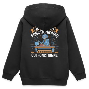 Je suis un fonctionnaire qui fonctionne - Sweat Premium à capuche zippé enfant bio - noir - Dos - AI Model Kid Male (0cm)