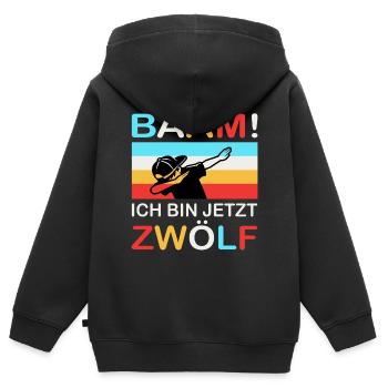 12. Geburtstag Geschenk Zwölf Bääm - Kinder Premium Organic Zip Hoodie - Schwarz - Hinten - AI Model Kid Male (0cm)
