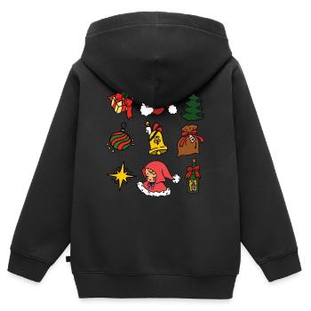süße Weihnachten mit Christkind, Santa, Tannenbaum - Kinder Premium Organic Zip Hoodie - Schwarz - Hinten - AI Model Kid Male (0cm)
