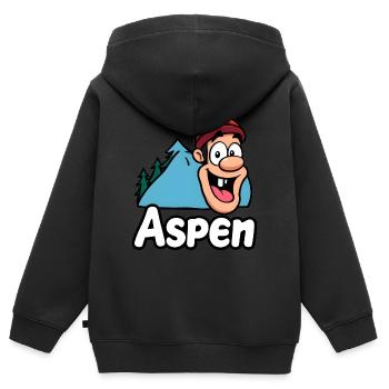 Aspen Colorado Geschenkidee - Kinder Premium Organic Zip Hoodie - Schwarz - Hinten - AI Model Kid Male (0cm)