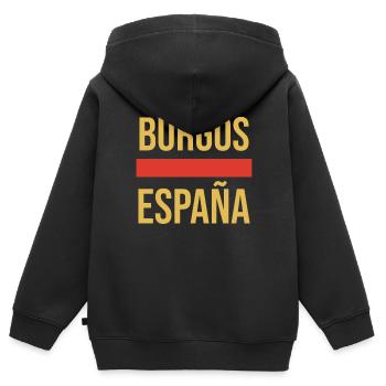 Burgos Espana Fischerhut - Kinder Premium Organic Zip Hoodie - Schwarz - Hinten - AI Model Kid Male (0cm)