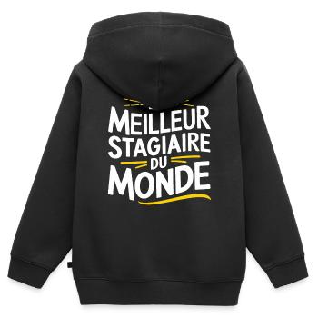 Le meilleur stagiaire du monde - Sweat Premium à capuche zippé enfant bio - noir - Dos - AI Model Kid Male (0cm)